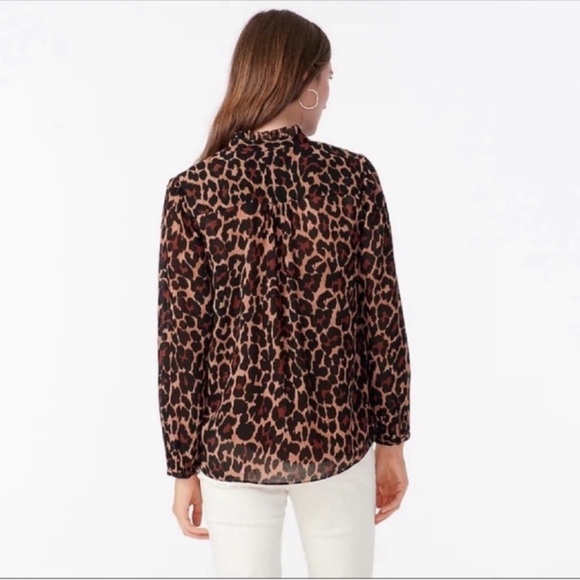 J. crew Smocked Animal Print Pop over Blouse s M - Picture 5 of 5
